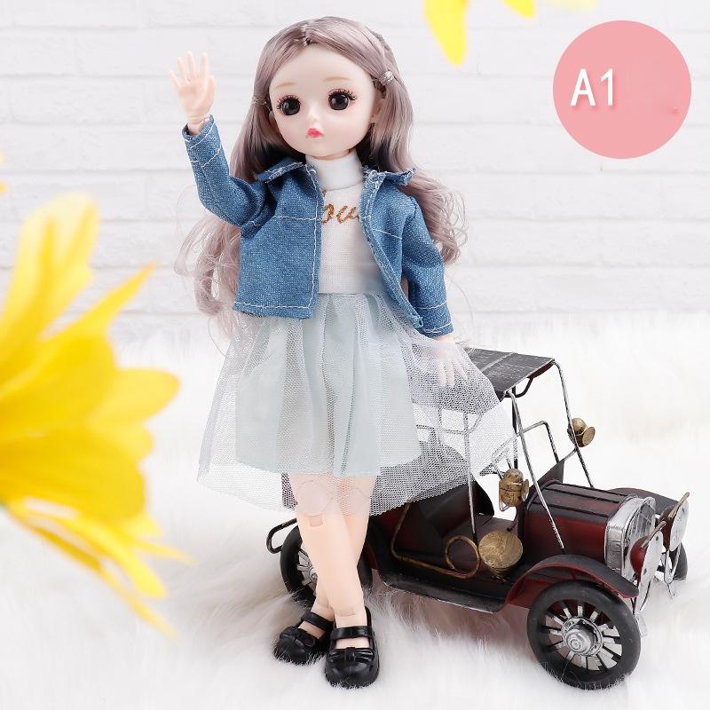 30CM Mini Movable 23Jointed Doll Girls Toy 3D Big Eyes BJD Princess Full Outfits  Dresses  Collection Childrens Doll Gift