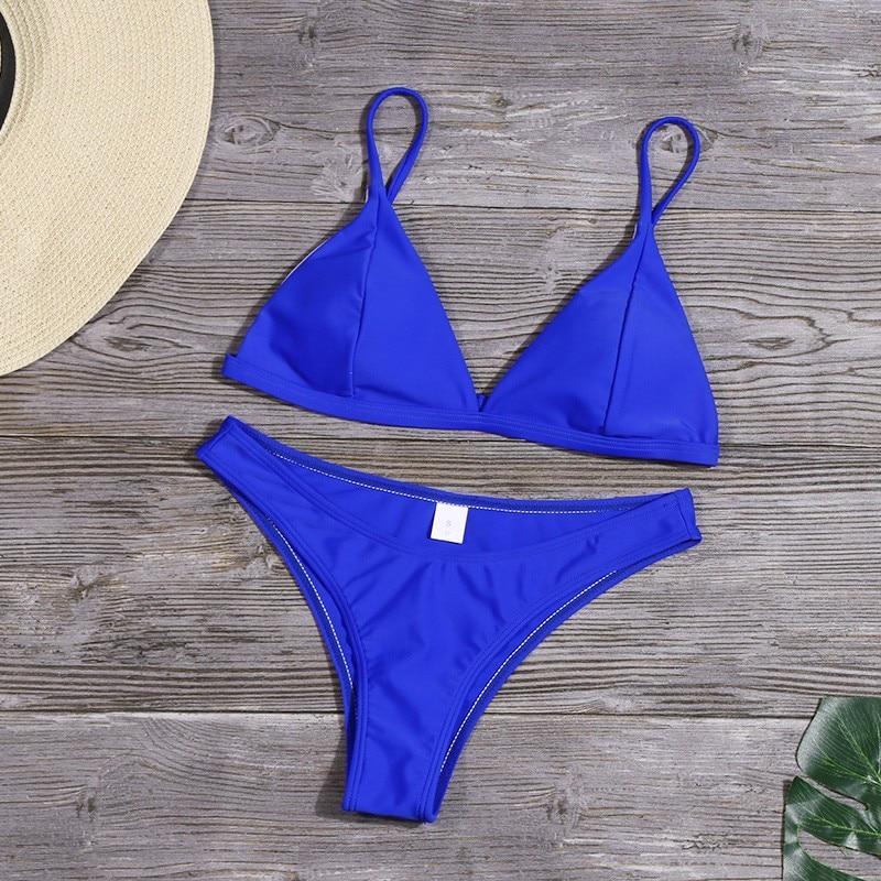 Sexy Solid Bikini Set Women Triangle Swimwear Low Waist Bathing Suit Swimsuit