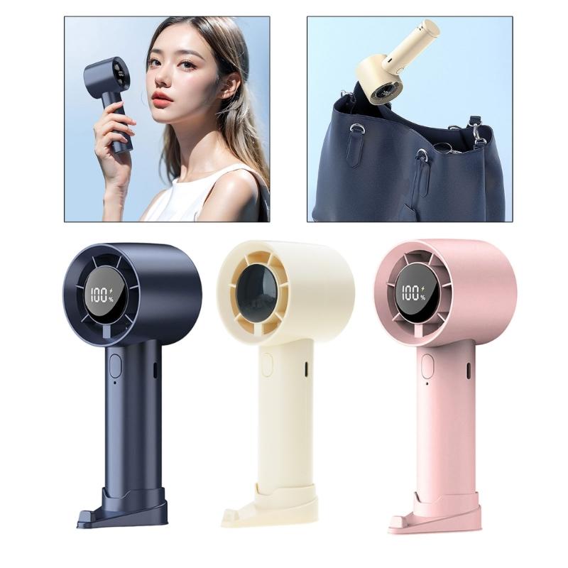 USB Rechargeable Handheld Fan Electric Adjustable Speed Fan 1200mAh Battery Cooling Device with LED Digital Display