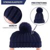 Winter Beanie Hat With Large Faux Fur Bobble Pom Pom Winter Fur Knitted Hat For Outdoor Camping Ski Caps