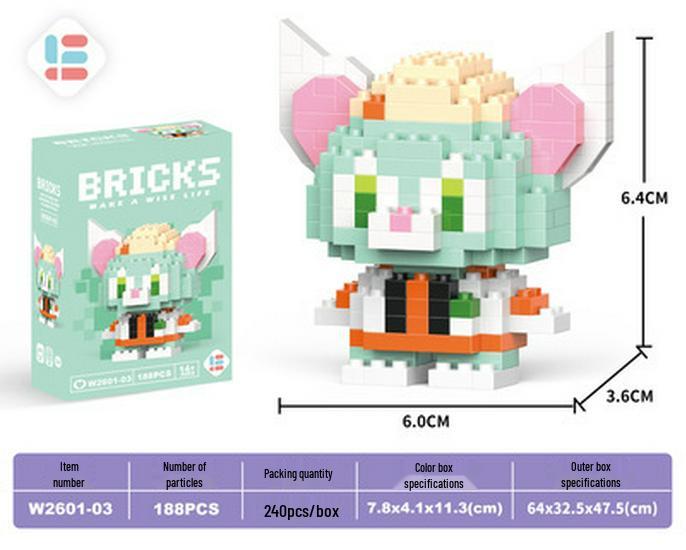 Cartoon Figurine Compatible Lego Bricks: Educational Micro Bricks Assemble Toy for Children