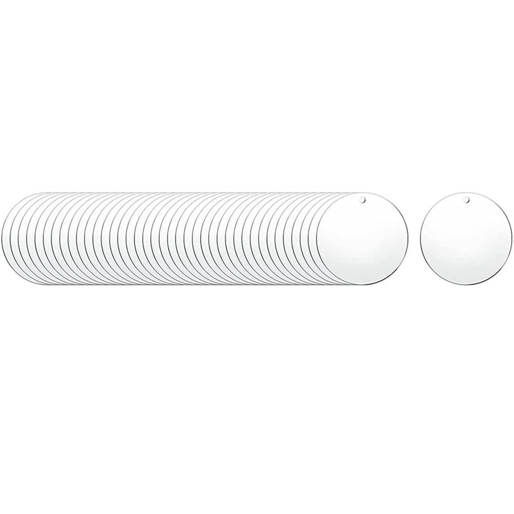 Acrylic Keychain Blanks,Circular Transparent Disc Decorative Blanks,With Holes For Use With Vinyl,DIY Keychains and Handicrafts