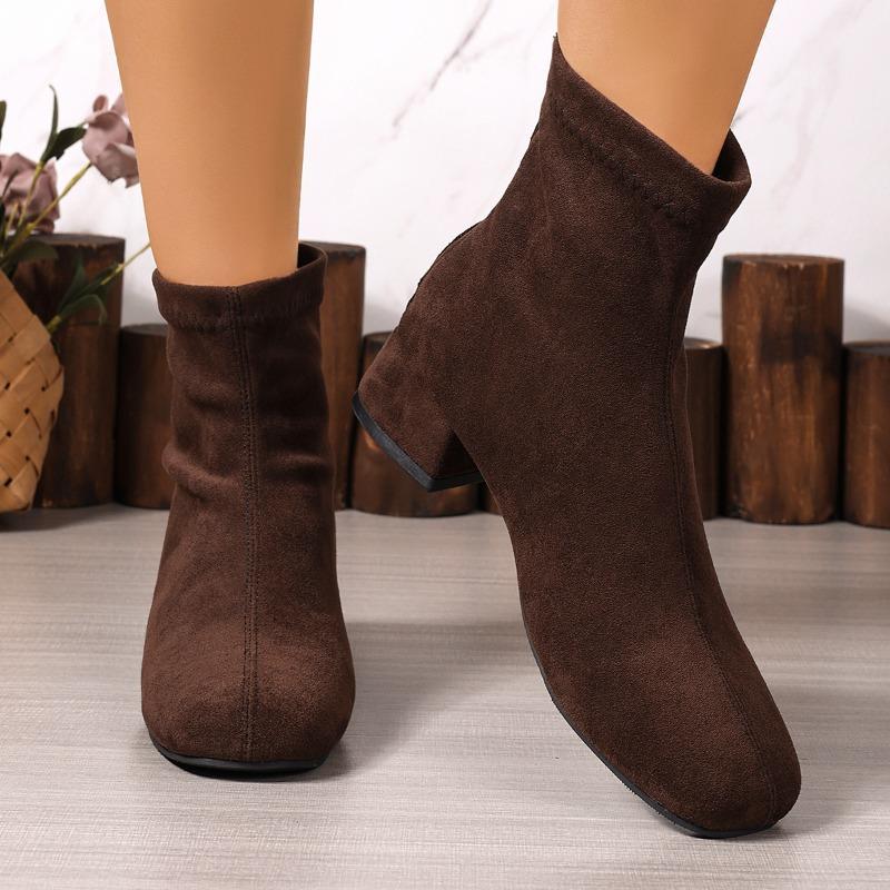 Women Ankle Short Boots Suede Chunky Fashion Mid Heels Shoes  Winter Pumps New Trend Casual Cozy Woman Chelsea Botas Mujer