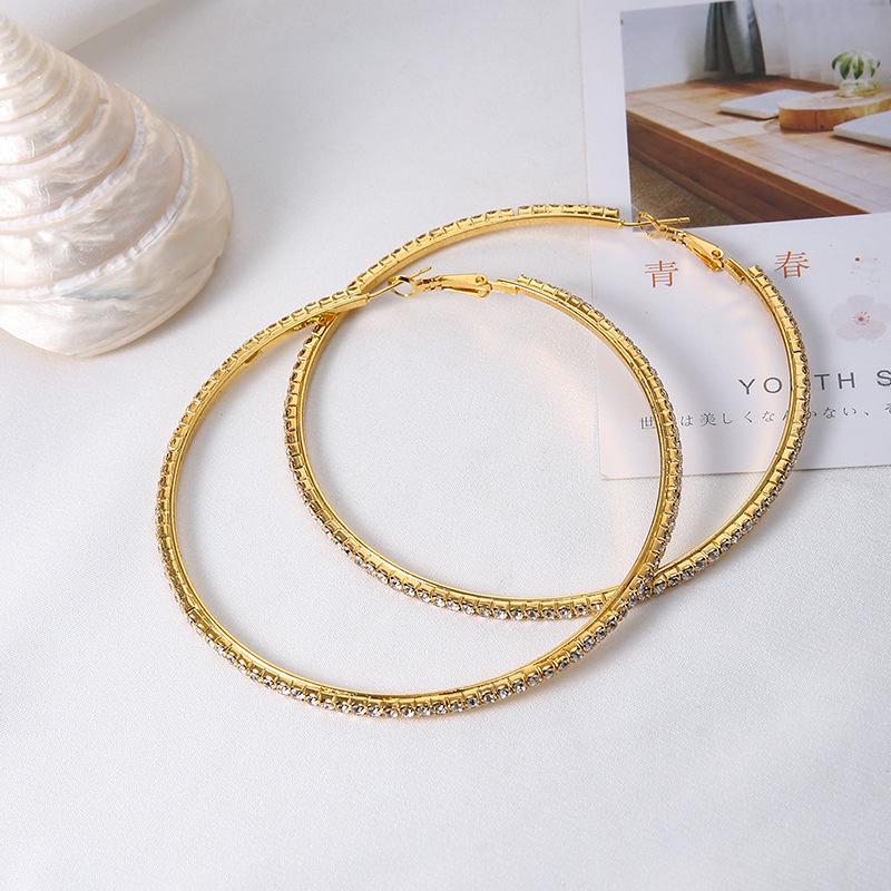 Exaggerated Full Diamond Geometric Circle Earrings Korean Temperament Versatile Large Earrings Earrings Earrings Earrings Women