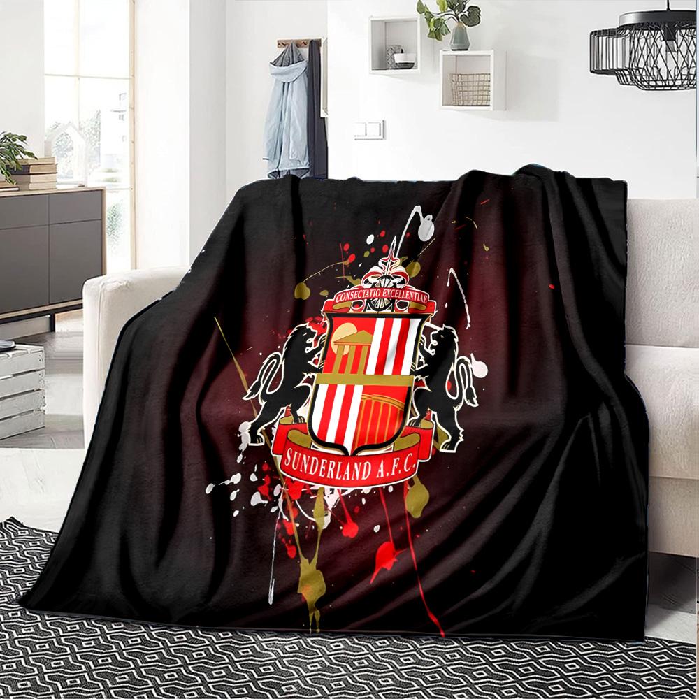 Sunderland football Flannel Blanket, Soft Polyester, Modern Design, All-Season for Camping, Travel, Gifts for holidays or birthdays