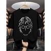 European Sizes Men's Soft Breathable Line Art Portrait T-Shirt - Modern Short Sleeve Round Neck Shirt Suitable for Gym, Outdoor