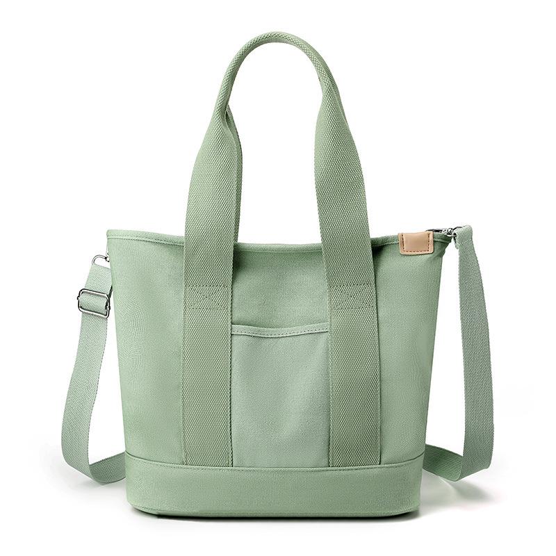 16oz Japanese-Korean Style Women's Tote: Single Shoulder, Crossbody, Large Capacity, Simple Canvas Handbag