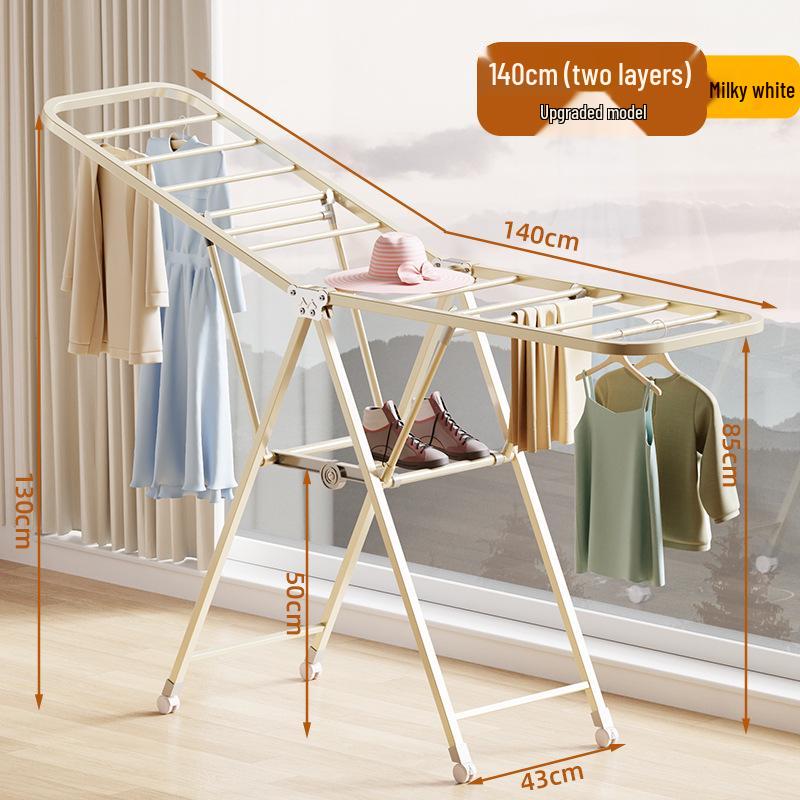 Foldable Wing-Shaped Clothes Drying Rack for Indoor/Outdoor Use