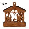 Wooden Christmas Ornaments 3D Light Up Ornament, Layered House Tree Snowman Magnetic Fridge Magnets for Nativity Scene Hanging Decoration Xmas