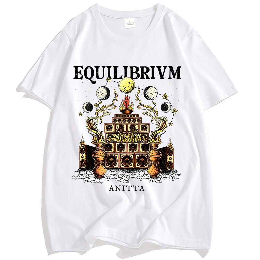 

EQUILIBRIVM MOON T-SHIRT Anitta Graphic Tshirts Unisex Streetwear Short Sleeve Cotton Men/Women Tees Print Tops XS белый