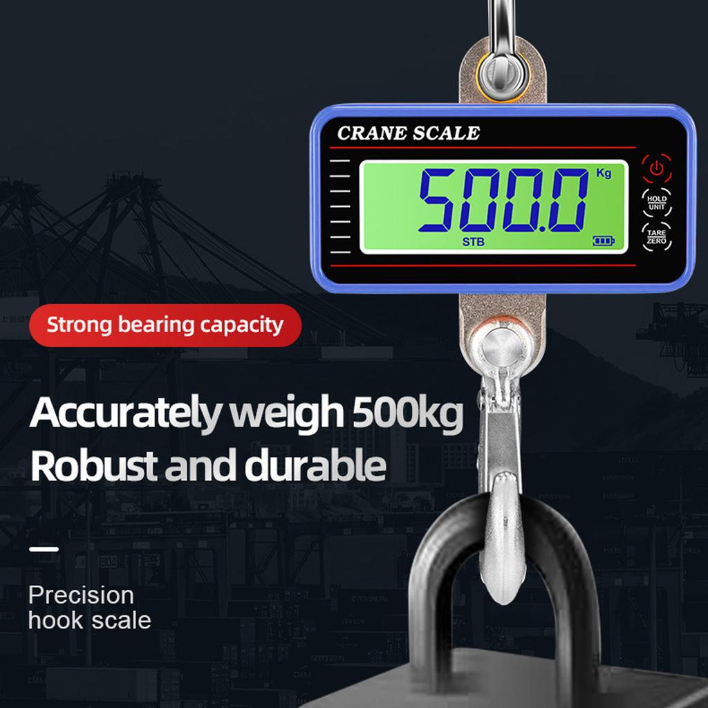 Electronic Crane Scale High Accuracy Sensor LED Screen Wireless Hanging Hook Scale 1500kg Blue