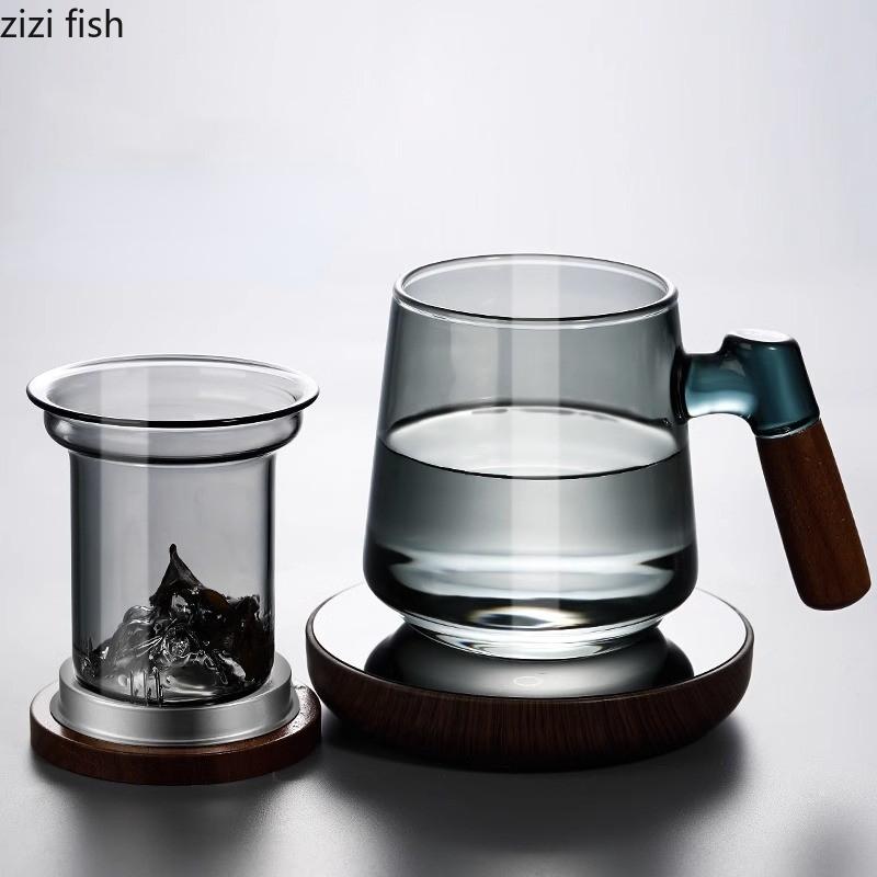 Tekanna i glas Tekopp Teinfuser Te Vatten Separator Filter Tekanna Vattenkokare Te Bryggningsredskap Eftermiddagste Teservis