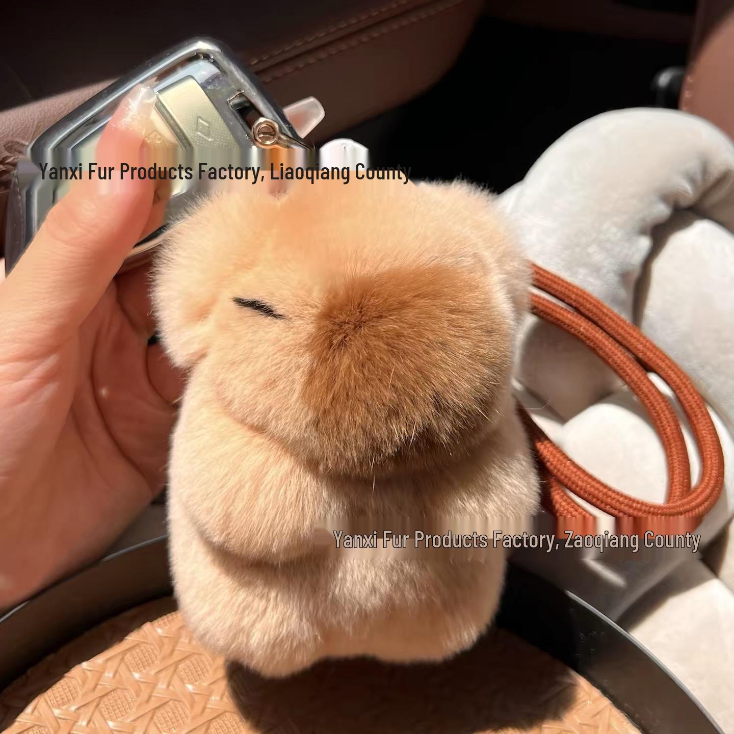 Cute Otter and Capybara Fur Plush Keychain Ornament