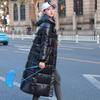 Black Glossy Parka Coat Women's Fashion Thicken Winter Hooded Loose Long Jacket Female Windproof Rainproof Warm Outwear