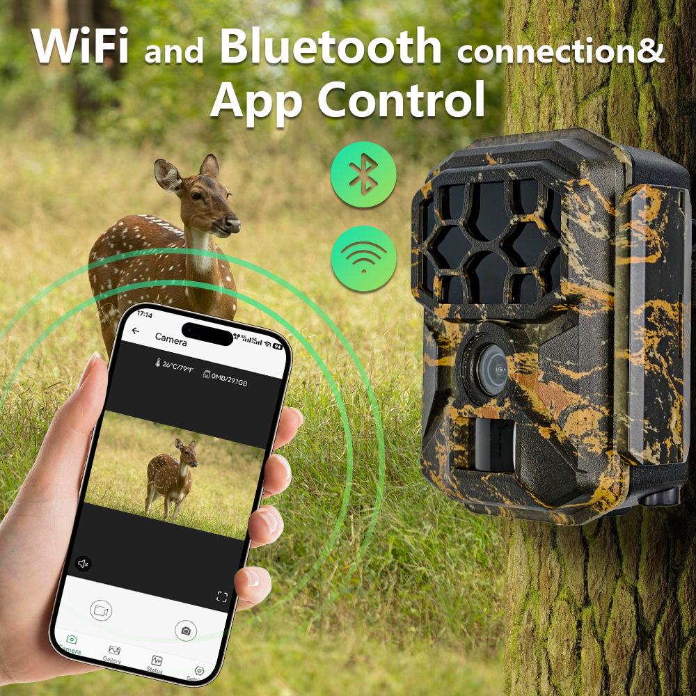WIFI Solar-Powered 8K HD Hunting Camera with Built-in Lithium Battery, 60MP