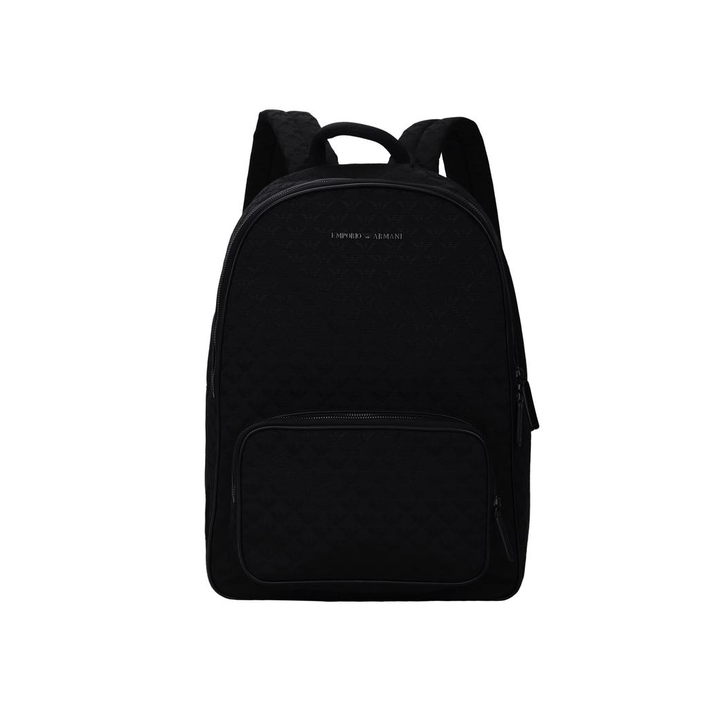 Emporio Armani Zaino da pendolare casual vintage con logo aquila, cerniera, cotone, zaino da uomo, nero Y4O315-Y022V-81336
