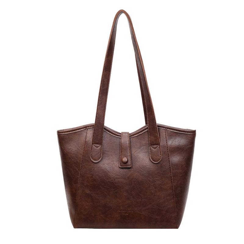 Classic Leather Tote Bag with Top Handle Large Capacity Everyday Fashion Shoulder Bag for Women