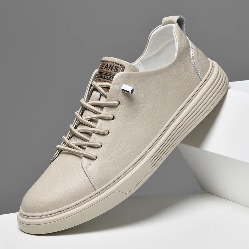 Luxury Genuine Leather Mens Casual Shoes Walking Shoes Men Sneakers Leather Casual Footwear for Man Designer Skateboard Flats