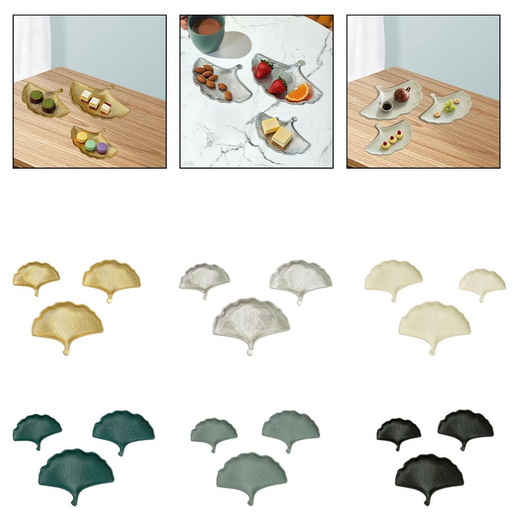 3 Pieces Ginkgo Leaf Dessert Plate Party Display Plate Rustic Decorative Tableware Luxury Decorative Snack Dish for Fall Harvest