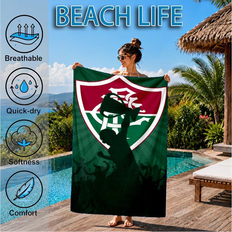 Flumi-nense Football Club  Printed Microfiber Beach Towel, Soft And Absorbent, Quick-Dry, Ideal for Summer Travel, Beach Essential, Swimming Pool
