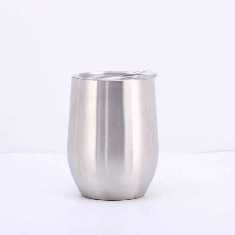 350ml Portable Tumbler with Lids Stainless Steel Eggshell Coffee Insulated Cups Double Wall Vacuum Flasks Thermos Water Bottles 350ML серебряный