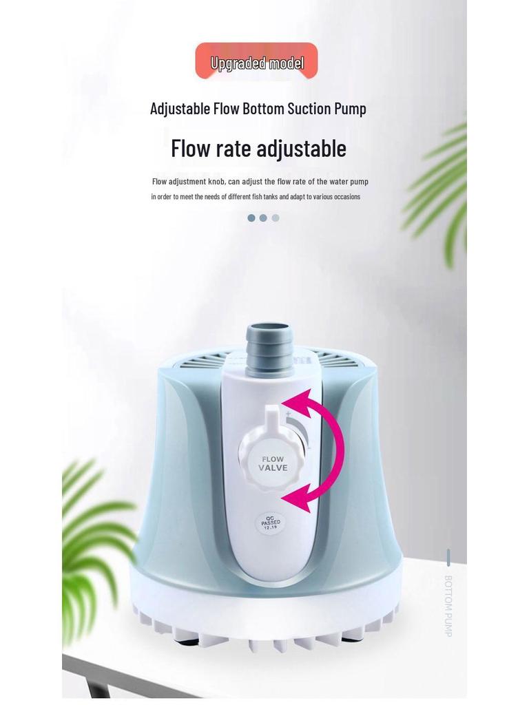 Pompă submersibilă de acvariu cu zgomot redus, cu aspirație inferioară și filtru