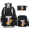 3Pcs/set Cute Little Bear 26 English Letters Bookbag Back To School Backpack Child Gift with Pencil Case Shoulder Bag Backpack