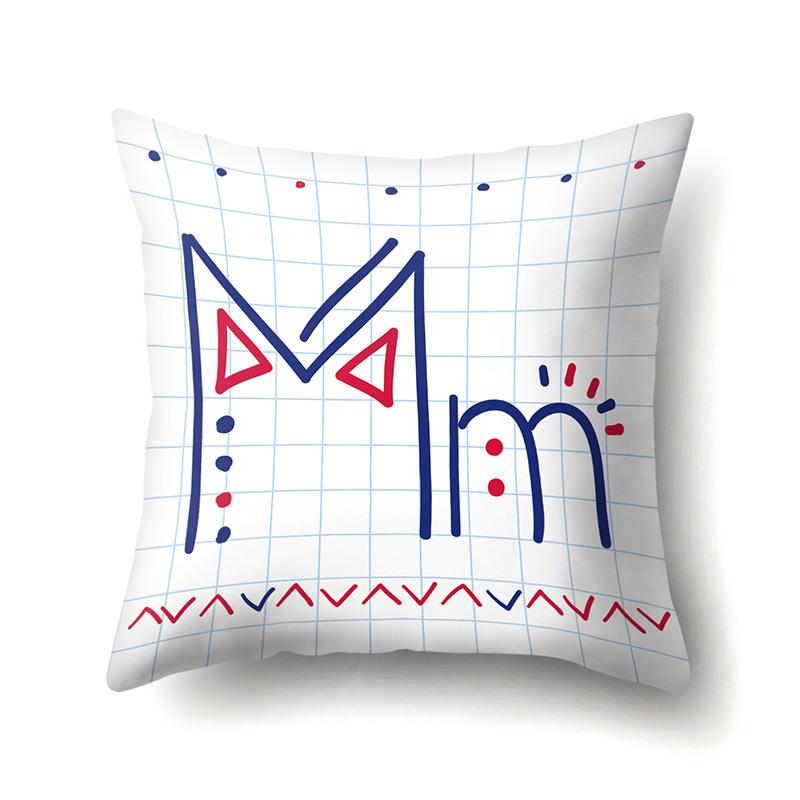 Polyester Pillow Case Decoration Home 26 English Letter Printing Pillow Case British Style Bedside Cushion Cover