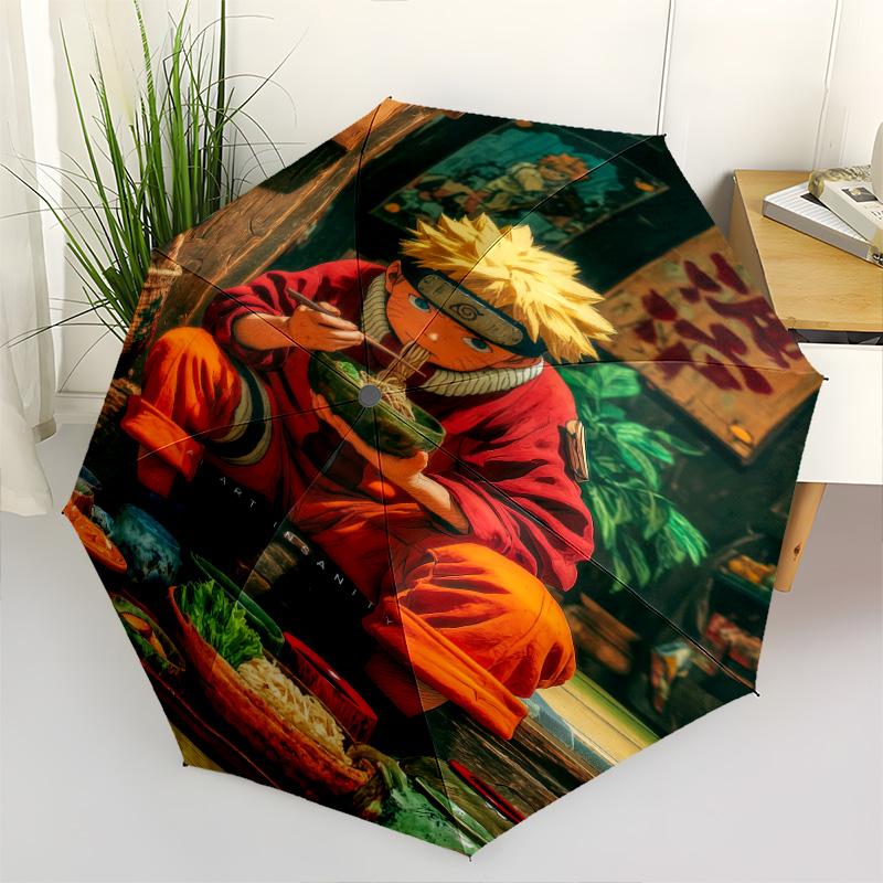 1 Stück Automatischer Faltregenschirm - Naruto Neunschwänziger Fusionsmuster Tragbares faltbares Design mit 8 Speichen Weihnachts-Geburtstagsgeschenke