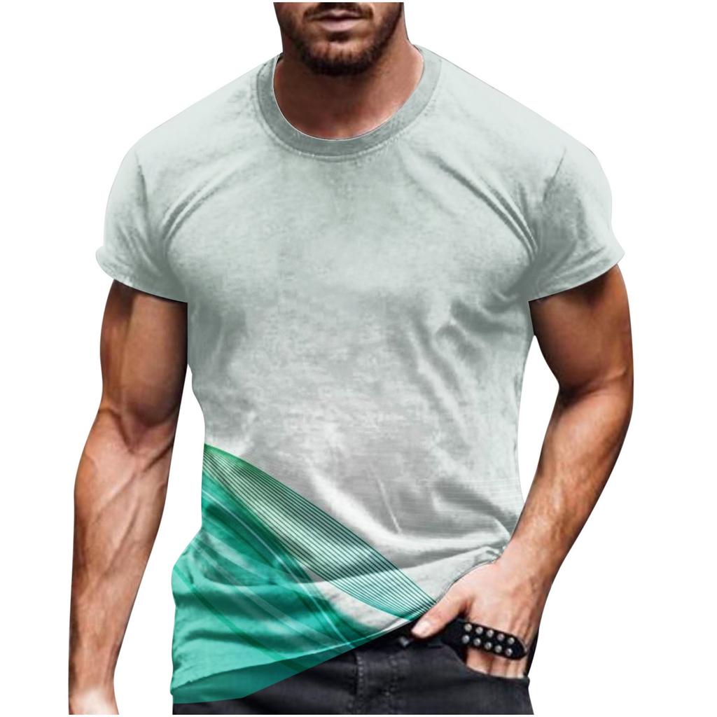 Sommer Rundhals 3D Linienverlauf Druck Top Modische Lässige Kurzarm Herren T-Shirts