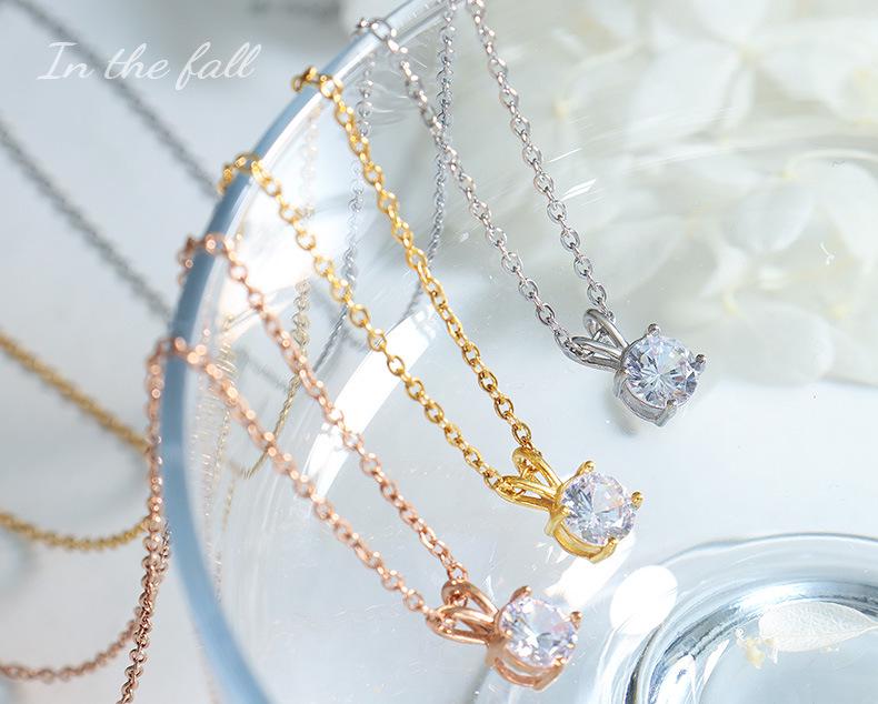 Korean Style 18K Gold-Plated Choker Necklace with Zirconia Diamond Inlay, Titanium Steel Women's Jewelry