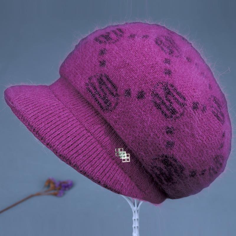 Elegant Winter Woolen Hat & Scarf Set for Women: Warm, Thick Knit with Ear Protection, Perfect for Middle-Aged & Elderly Ladies.