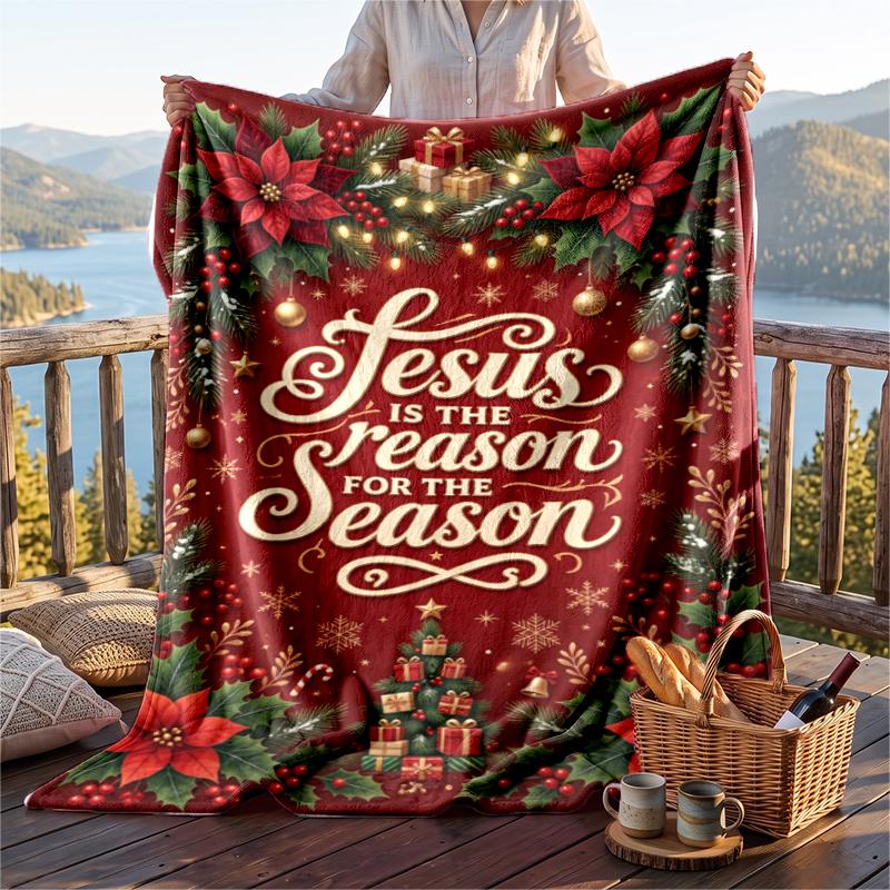 Christmas Flannel Throw Blanket Soft Warm Cozy For Sofa Bed Indoor Home Use Great Holiday Gift