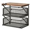 Office Desk Organizer Coffee Station with Drawer Tiered Bar Organizer Wooden Top Shelf Countertop Wire Mesh Drawers for Tea Bags Capsules,