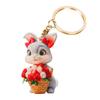 Cute Cartoon Easter Rabbit Pendant Keychain Unique Dressed Rabbit 2D Flat Acrylic Hanging Charm Bag Decors