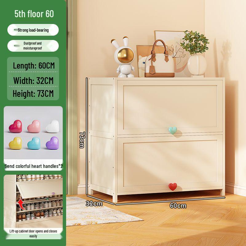Cream Multi-Layer Off-White Shoe Cabinet - Space-Saving Hallway Storage Rack
