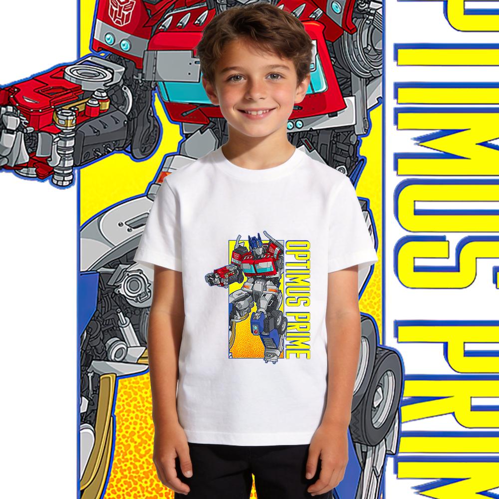Transformers Optimus Prime Heroic Stance Print  T Shirt Boys Girls Kids Casual Tee Top Soft Breathable