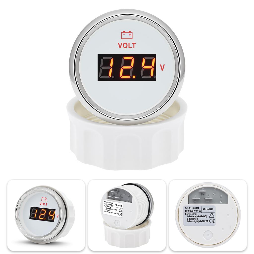 52mm Voltmeter Universal Electrical Car Truck 8-16V 18-32V 9-32V with Red Backlight 12V 24V for Car Boat