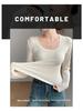 Women's H256 Slim Fit Round Neck Long Sleeve T-Shirt - Versatile Solid Color Base Layer for Spring and Autumn.
