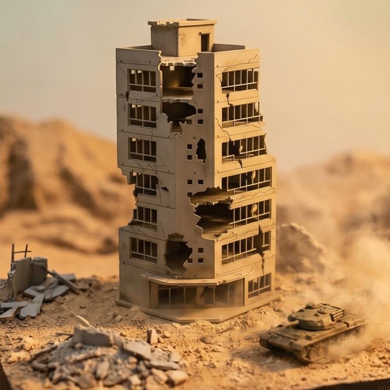 Precisions 1/100 Scale Demolished Building Plastic War Destruction Model Perfect for Dioramas and Decorative Use