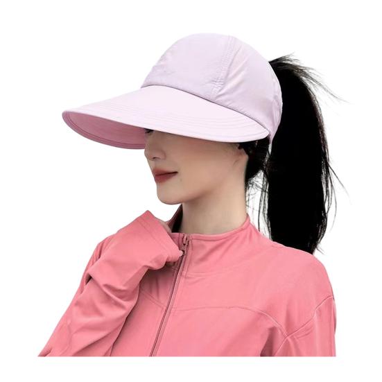 Summer Sun Hat, Wide Brim Sun Protection Hat for Women, UV Blocking Arc Shape Face Slimming Design Beach Travel Outdoor Cap