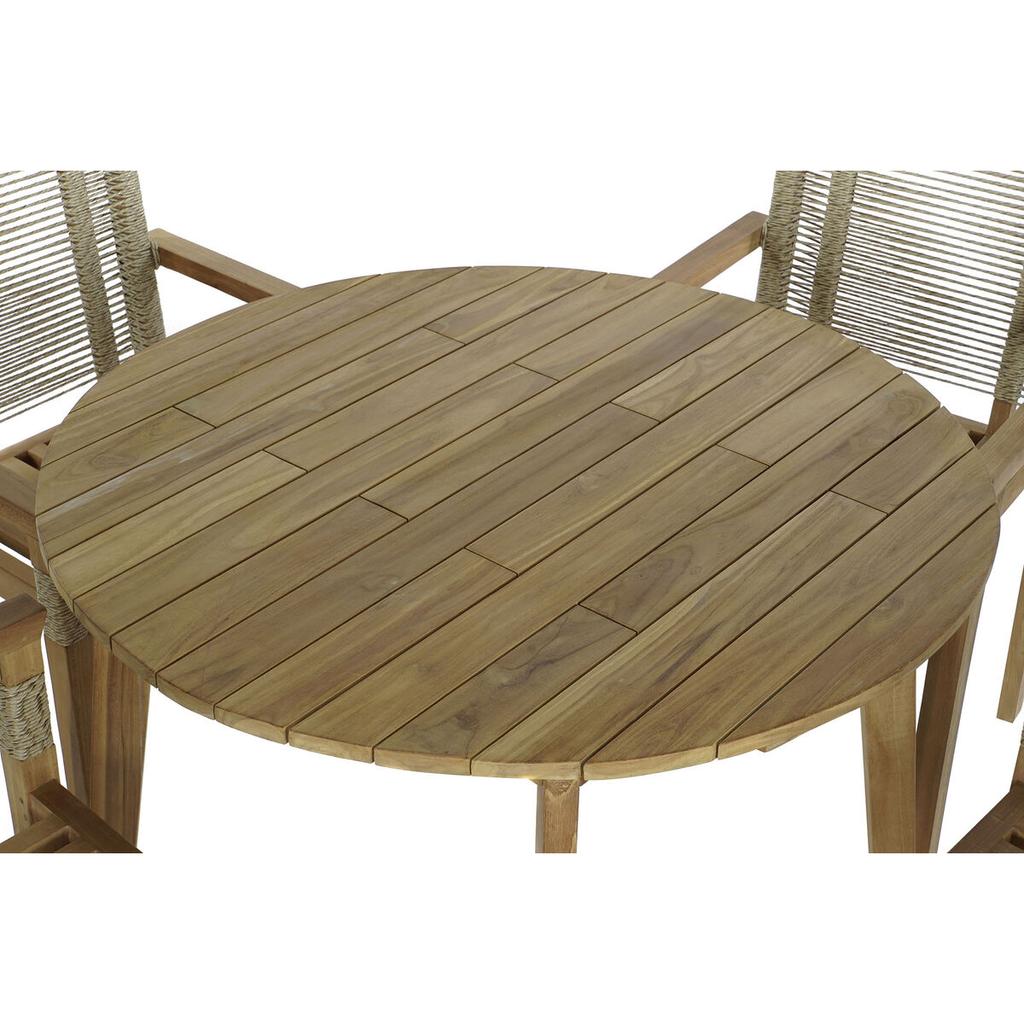 Table + 4 Chairs Set DKD Home Decor 100 X 100 X 76 Cm Teak Rope