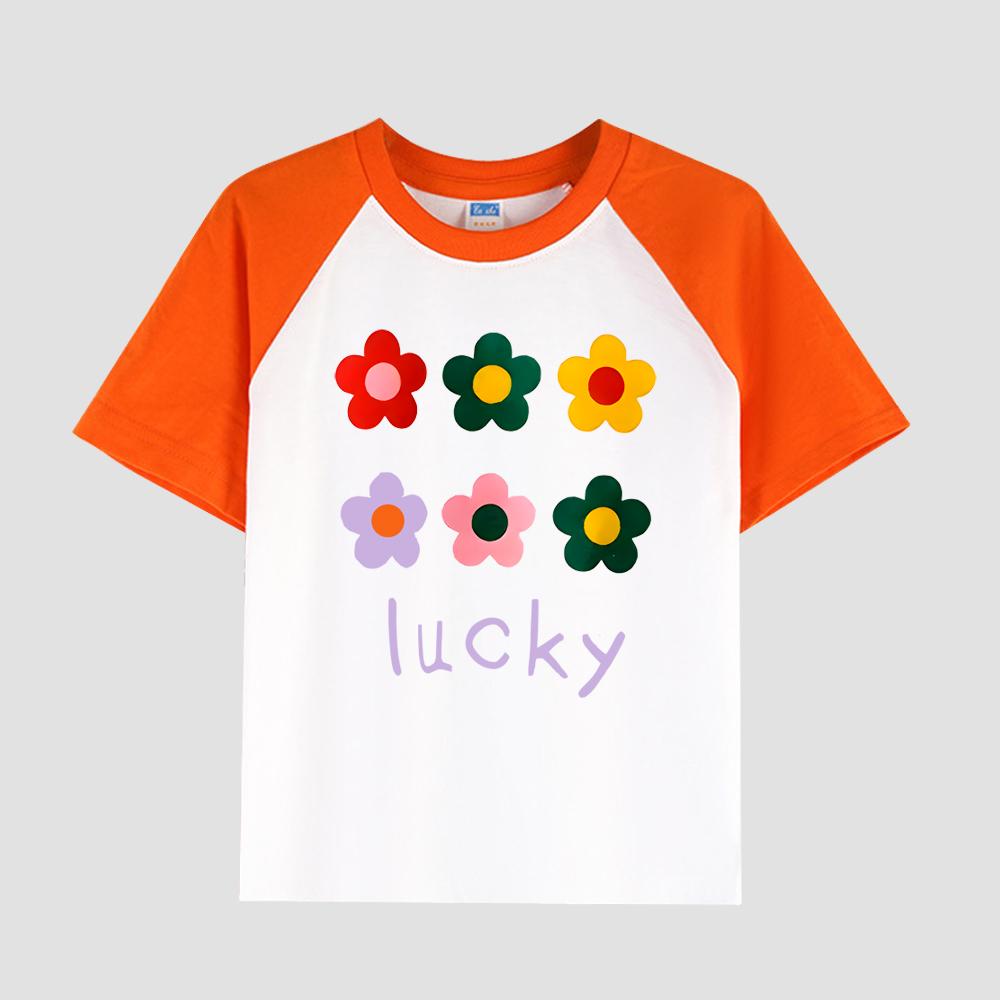 Kids' Printed T-Shirt with Short Sleeve, Cotton Fabric, Girls' Casual Fashion Top for Summer
