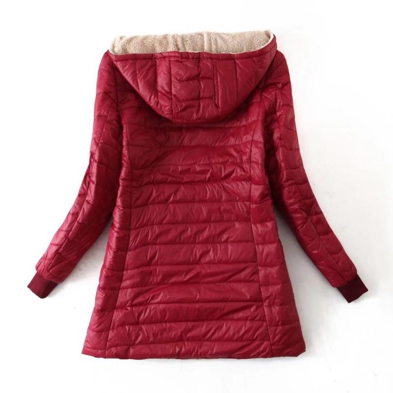 Women's Jacket Mid Length Hooded Fit Plus Fleece Cotton Coat Parkas Winter Jackets