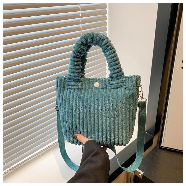 2024 Winter Corduroy Plush Crossbody Bucket Bag - Cute Furry Handbag