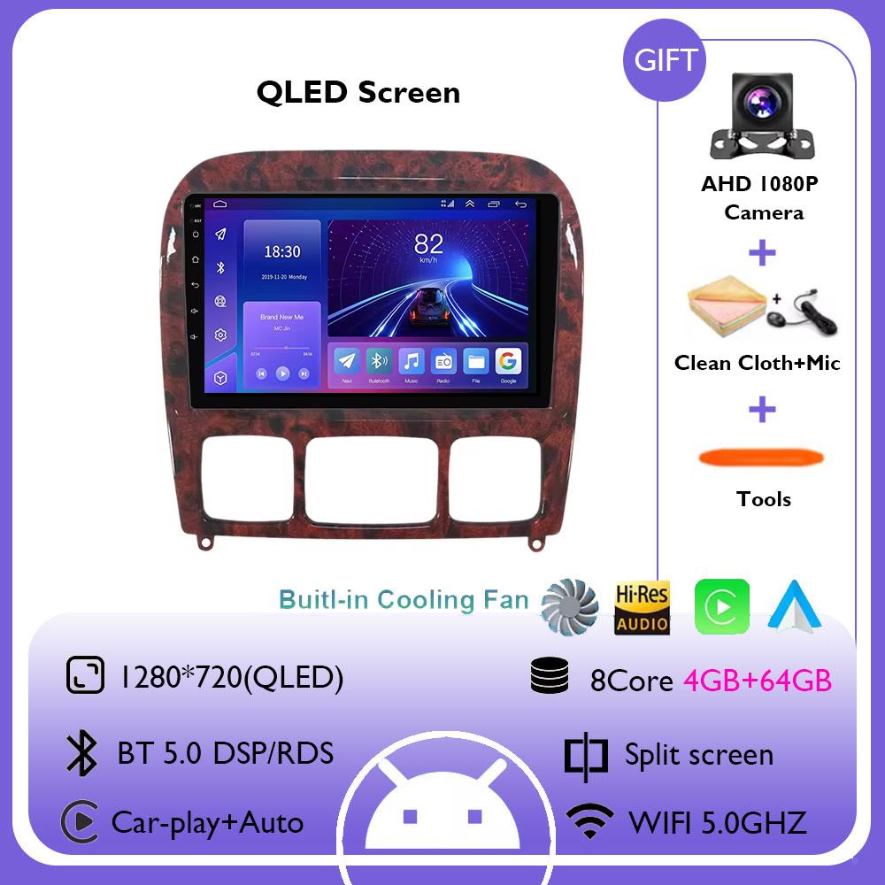 Android 14 Carplay Auto For Mercedes Benz S-Class S Class W220 VV220 1998-2005 Car Radio Navigation GPS Multimedia Video Player