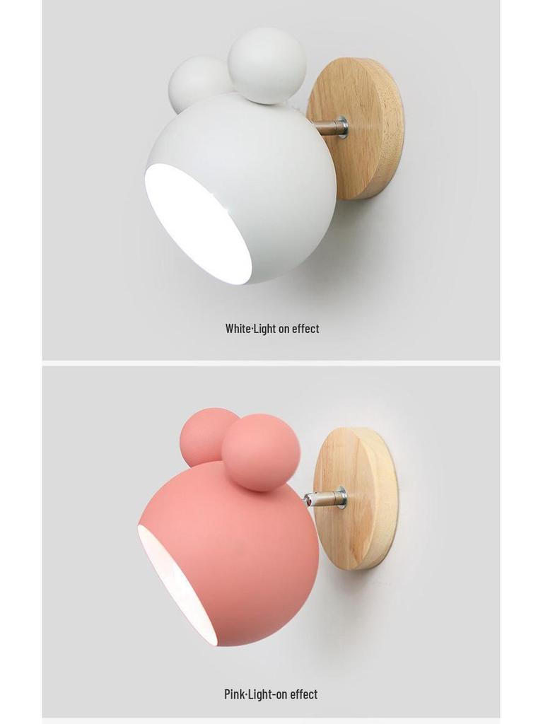 Nordic Mickey Wall Lamp: Cute Macaron Design for Children's Bedroom or Bedside, Ancient Town Lighting Style