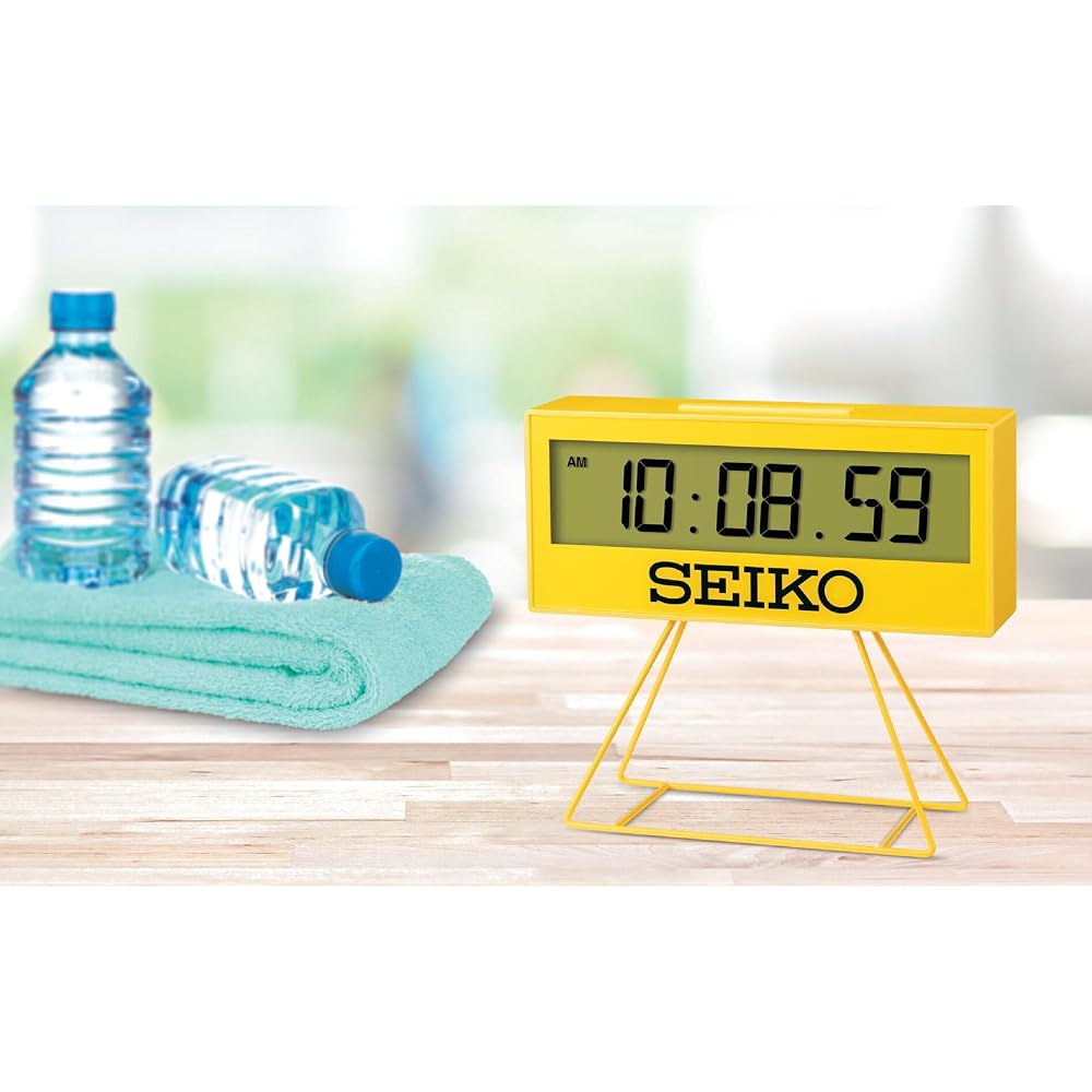 Seiko Clock Digital Mini Timer Alarm Clock, Yellow, 158 x 176 x 65 mm, SQ817Y