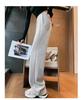 Dark Grey Maternity Fleece-Lined Wide Leg Sweatpants with Side Drawstring - Casual Sport Wear for Spring & Autumn