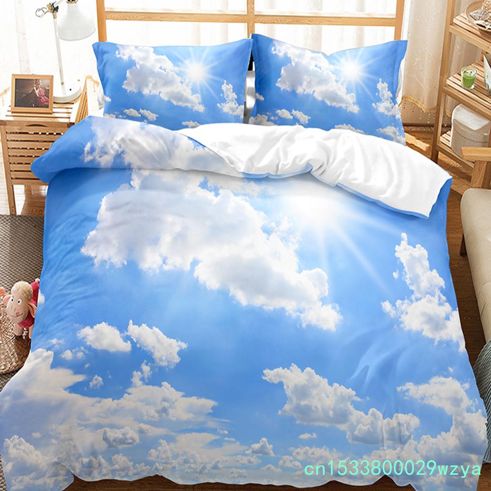 White Cloud Duvet Cover Set Comforter Cover Twin Full King Size For Kids Teens Adults Bedroom Decor Bedding Set With Pillowcase